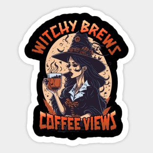 Witchy brews Coffee Views Sticker